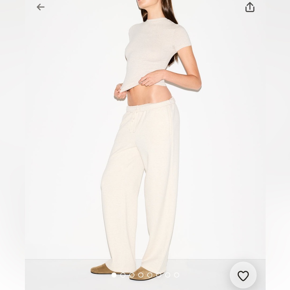 SKIMS NWT Classic Cotton Fleece Straight Leg Pant - Oatmeal